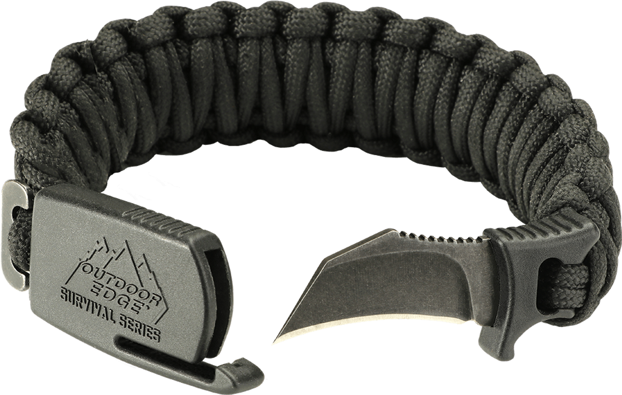 Outdoor Edge ParaClaw Black - 550 Para-cord Survival Bracelet with Hidden  Knife