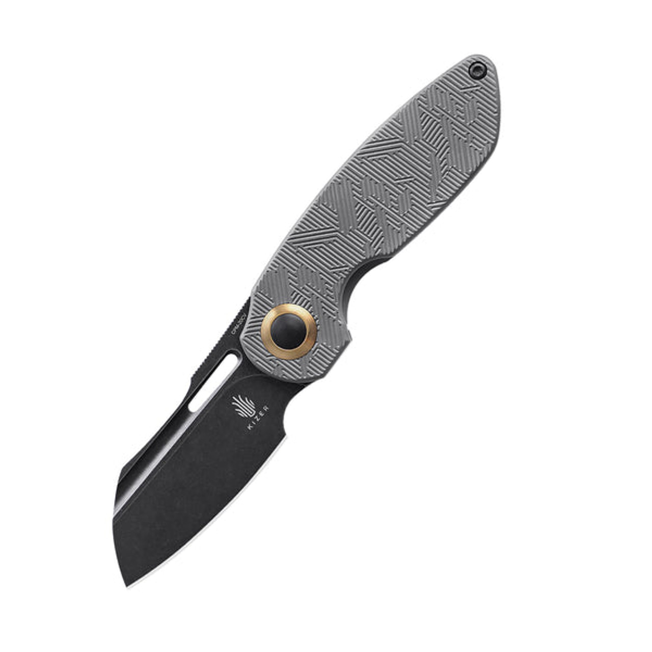 Deer Buck Spring Assisted Pocket Knife Flipper Gold Ti Liners Black Blade  EDC