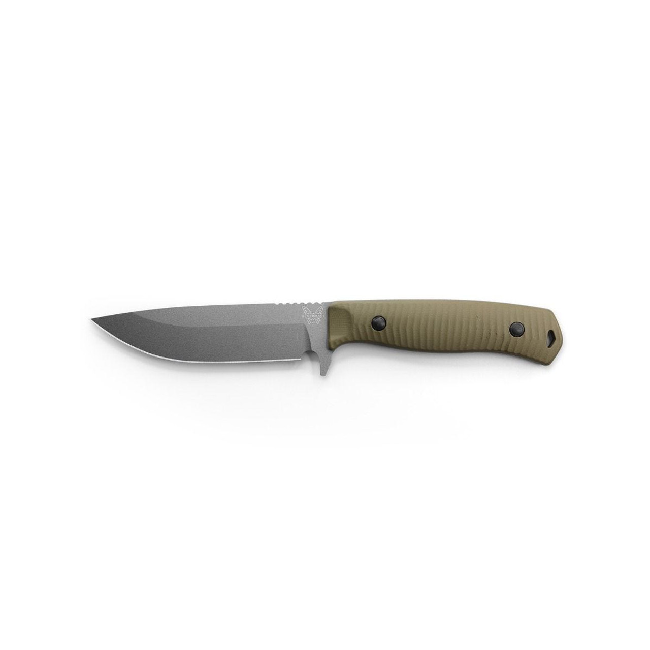 Benchmade Anonimus Fixed Blade Knife 5 CPM-CruWear Tungsten Gray Drop  Point, OD Green G10 Handles, Boltaron Sheath - KnifeCenter - 539GY