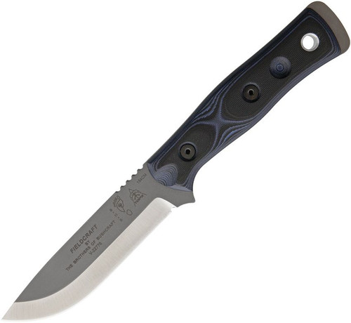 TOPS Knives BOB Brothers of Bushcraft Fieldcraft Fixed - 4.75" 154CM Blade, Black and Blue G10 Handles, Kydex Sheath - BROS-154-BB