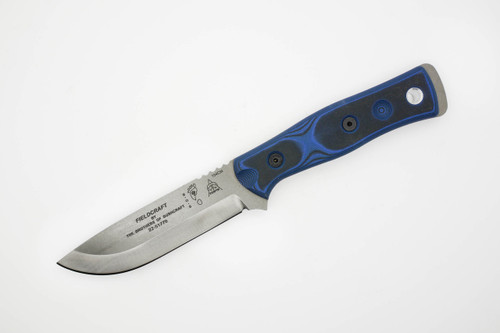 TOPS Knives BOB Brothers of Bushcraft Fieldcraft Fixed - 4.75" 154CM Blade, Black and Blue G10 Handles, Kydex Sheath - BROS-154-BB TOPS Knives BOB Brothers of Bushcraft Fieldcraft Fixed - 4.75" 154CM Blade, Black and Blue G10 Handles, Kydex Sheath - BROS-154-BB