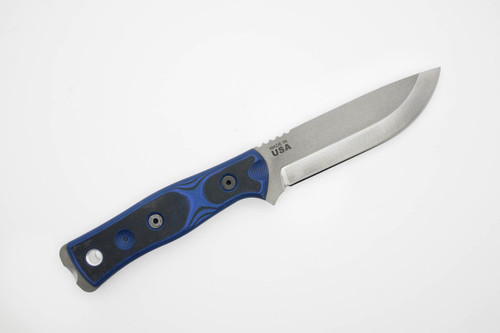 TOPS Knives BOB Brothers of Bushcraft Fieldcraft Fixed - 4.75" 154CM Blade, Black and Blue G10 Handles, Kydex Sheath - BROS-154-BB TOPS Knives BOB Brothers of Bushcraft Fieldcraft Fixed - 4.75" 154CM Blade, Black and Blue G10 Handles, Kydex Sheath - BROS-154-BB