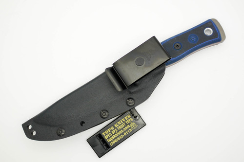 TOPS Knives BOB Brothers of Bushcraft Fieldcraft Fixed - 4.75" 154CM Blade, Black and Blue G10 Handles, Kydex Sheath - BROS-154-BB TOPS Knives BOB Brothers of Bushcraft Fieldcraft Fixed - 4.75" 154CM Blade, Black and Blue G10 Handles, Kydex Sheath - BROS-154-BB