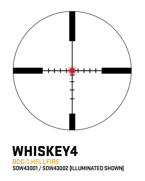 Sig Sauer WHISKEY4 3-12X44mm SFP Rifle Scope - 30mm Main Tube, Second Focal Plane, Hellfire Illuminated BDC Reticle, Matte Black Finish Sig Sauer WHISKEY4 3-12X44mm SFP Rifle Scope - 30mm Main Tube, Second Focal Plane, Hellfire Illuminated BDC Reticle, Matte Black Finish