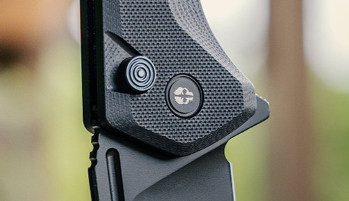 Tekto Knives F3 Charlie Button Lock Folding Knife - 3.8" D2 Steel Black Blade, Black G10 Handles Tekto Knives F3 Charlie Button Lock Folding Knife - 3.8" D2 Steel Black Blade, Black G10 Handles