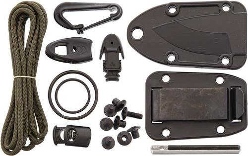 ESEE Knives Candiru EDC Fixed Blade - 2" 1095 Carbon Blade, OD Green Powder Coat, Black Molded Sheath with Clip Plate Attachment and Survival Kit ESEE Knives Candiru EDC Fixed Blade - 2" 1095 Carbon Blade, OD Green Powder Coat, Black Molded Sheath with Clip Plate Attachment and Survival Kit