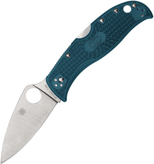 Spyderco LeafJumper Folding Knife - 3.09" K390 Satin Leaf Shaped Plain Blade, Blue FRN Handles - C262PBLK390