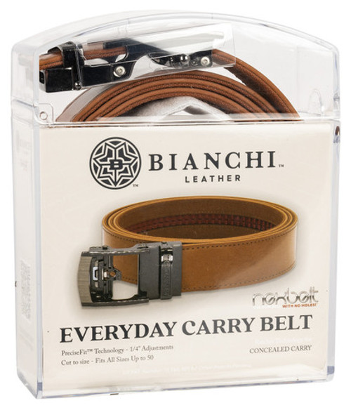 Bianchi Leather B13 - EDC NexBelt - 1.5" Wide, User Adjustable Up to 50", Brown Leather, High Gloss Silver Buckle Bianchi Leather B13 - EDC NexBelt - 1.5" Wide, User Adjustable Up to 50", Brown Leather, High Gloss Silver Buckle