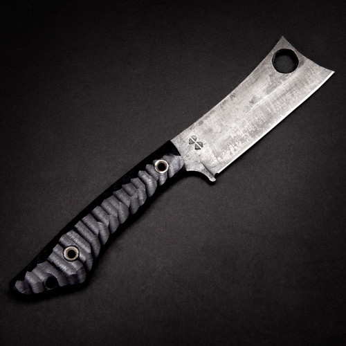 Black Knight Blades The Butcher Fixed Blade - 4.375" 8670 Steel Plain Edge Blade, Black Contoured G10 Handle, Kydex Sheath