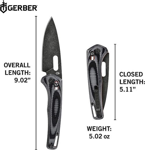Gerber Sumo Pivot Lock Folding Knife - 3.875" 7Cr17MoV Black Stonewash Drop Point Blade, Black and Gray Layer G10 Handles Gerber Sumo Pivot Lock Folding Knife - 3.875" 7Cr17MoV Black Stonewash Drop Point Blade, Black and Gray Layer G10 Handles