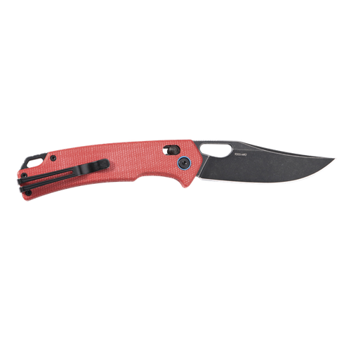 SRM Knives 9203 Ambi Lock Folding Knife - 3.54" 10Cr15CoMoV Stainless Steel Black Blade, Red Micarta Handle - 9203-MR2 SRM Knives 9203 Ambi Lock Folding Knife - 3.54" 10Cr15CoMoV Stainless Steel Black Blade, Red Micarta Handle - 9203-MR2