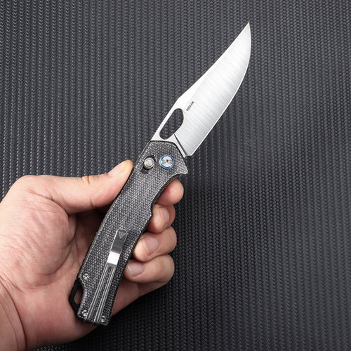 SRM Knives 9203 Ambi Lock Folding Knife - 3.54" 10Cr15CoMoV Stainless Steel Blade, Black Micarta Handle - 9203-MB SRM Knives 9203 Ambi Lock Folding Knife - 3.54" 10Cr15CoMoV Stainless Steel Blade, Black Micarta Handle - 9203-MB