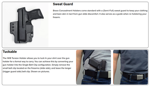 Bravo Concealment Torsion IWB Concealment Holster for the Glock 48 MOS - Waistband Clips, Right Hand, Black, Polymer Bravo Concealment Torsion IWB Concealment Holster for the Glock 48 MOS - Waistband Clips, Right Hand, Black, Polymer