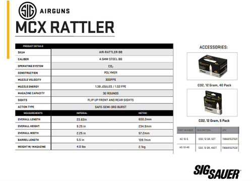 Sig Sauer - MCX Rattler Steel BB CO2 Airgun / Air rifle - 4.5mm Steel BBs, Folding Stock, Black Sig Sauer - MCX Rattler Steel BB CO2 Airgun / Air rifle - 4.5mm Steel BBs, Folding Stock, Black