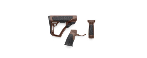 Daniel Defense AR-15 Furniture Set - Butt Stock, Pistol Grip, Vertical Foregrip, Mil-Spec Brown