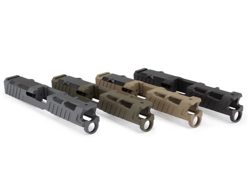 Zaffiri Precision ZPS.4 Glock 19 Gen 5 Optics Ready Stripped Slide - RMR Footprint, Lightening Cuts, Armor Black Cerakote, For Glock 19 Gen 5, Includes Black Anodized Optics Plate Cover and Screws Zaffiri Precision ZPS.4 Glock 19 Gen 5 Optics Ready Stripped Slide - RMR Footprint, Lightening Cuts, Armor Black Cerakote, For Glock 19 Gen 5, Includes Black Anodized Optics Plate Cover and Screws