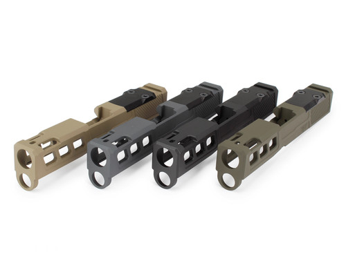 Zaffiri Precision ZPS.P Glock 43 / 43X Optics Ready Ported Stripped Slide - RMSc Footprint, Lightening Cuts, Armor Black Cerakote, For Glock 43/43X, Includes Black Anodized Optics Plate Cover and Screws Zaffiri Precision ZPS.P Glock 43 / 43X Optics Ready Ported Stripped Slide - RMSc Footprint, Lightening Cuts, Armor Black Cerakote, For Glock 43/43X, Includes Black Anodized Optics Plate Cover and Screws