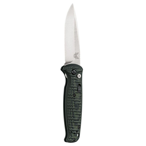 Benchmade 4300-1 CLA Folding Knife - 3.4" Stonewash 154CM Plain Blade, Green and Black G10 Handles