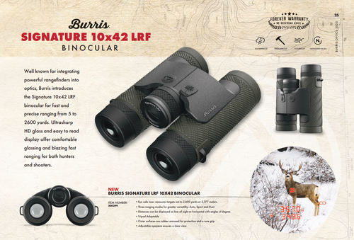 Burris Signature LRF 10x42mm Binoculars - Laser Range Finder, Binocular, 10X42mm, Green and Gray Burris Signature LRF 10x42mm Binoculars - Laser Range Finder, Binocular, 10X42mm, Green and Gray