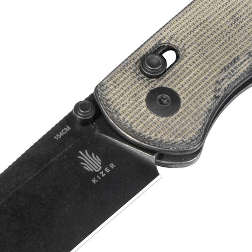 Kizer Cutlery Drop Bear Folding Knife - 2.97" 154CM Black Drop Point Blade, Green Micarta Handles - V3619C4 Kizer Cutlery Drop Bear Folding Knife - 2.97" 154CM Black Drop Point Blade, Green Micarta Handles - V3619C4