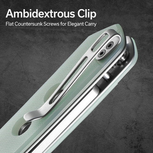 Civivi Snecx Vision FG Superlock Folding Knife - 3.54" Nitro-V Satin Reverse Tanto Blade, Natural (Jade) G10 Handles - C22036-2