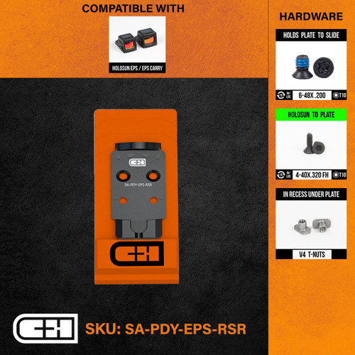 C&H Precision Springfield Armory Prodigy to Holosun EPS / EPS Carry Adapter Plate - Anodized Black Finish, Includes Mounting Hardware