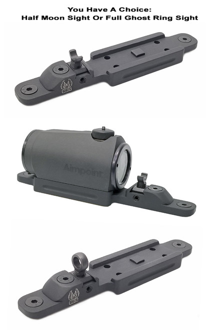 GG&G Beretta 1301 Optic Rail Mount For Aimpoint H-1, H-2, T1, or T-2 Red Dot - Half Ghost Ring, Black