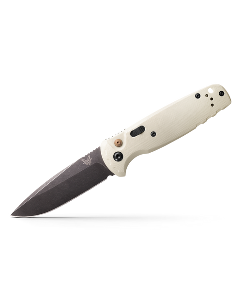 Benchmade Limited Edition 4300BK-03 CLA AUTO Folding Knife - 3.4" CPM-MagnaCut Black DLC Battlewash Plain Blade, Ivory G10 Handles