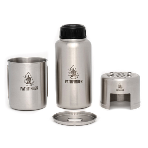 Pathfinder - 32oz Stainless Water Bottle+Cup+Stove Set