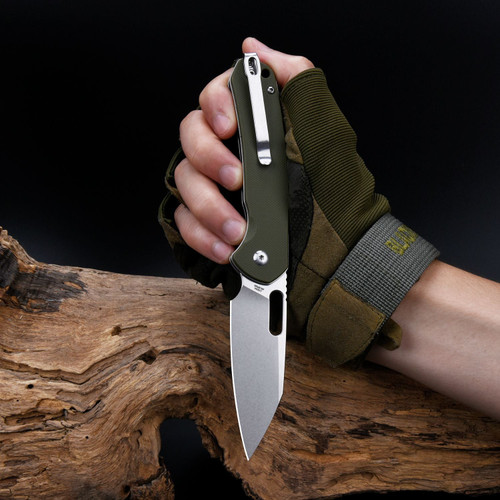 CJRB Cutlery Pyrite Folding Knife - 3.11" AR-RPM9 Stonewashed Wharncliffe Blade, OD Green G10 Handles, Button Lock - J1925A-GN CJRB Cutlery Pyrite Folding Knife - 3.11" AR-RPM9 Stonewashed Wharncliffe Blade, OD Green G10 Handles, Button Lock - J1925A-GN