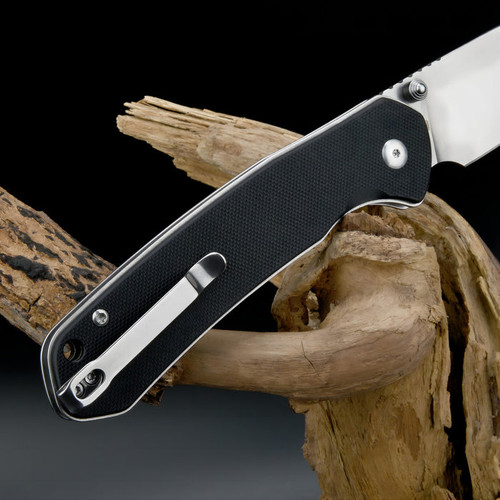 CJRB Cutlery Large Pyrite Folding Knife 3.7" AR-RPM9 Stonewashed Drop Point Blade, Black G10 Handles, Button Lock - J1925L-BK CJRB Cutlery Large Pyrite Folding Knife 3.7" AR-RPM9 Stonewashed Drop Point Blade, Black G10 Handles, Button Lock - J1925L-BK