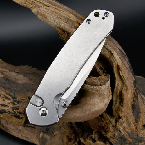 CJRB Cutlery Large Pyrite Folding Knife 3.7" AR-RPM9 Stonewashed Drop Point Blade, Stainless Steel Handles, Button Lock - J1925L-ST CJRB Cutlery Large Pyrite Folding Knife 3.7" AR-RPM9 Stonewashed Drop Point Blade, Stainless Steel Handles, Button Lock - J1925L-ST