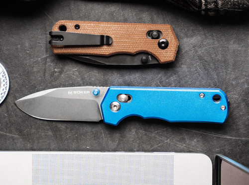 Boker Magnum Rockstub Crossbar Lock Folding Knife - 2.64" 440B Black Drop Point Blade, Brown Micarta Handles - 01SC710 Boker Magnum Rockstub Crossbar Lock Folding Knife - 2.64" 440B Black Drop Point Blade, Brown Micarta Handles - 01SC710