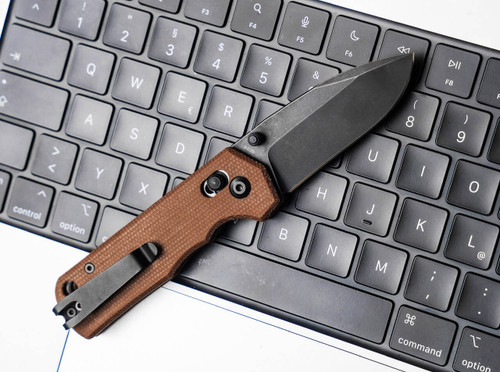 Boker Magnum Rockstub Crossbar Lock Folding Knife - 2.64" 440B Black Drop Point Blade, Brown Micarta Handles - 01SC710 Boker Magnum Rockstub Crossbar Lock Folding Knife - 2.64" 440B Black Drop Point Blade, Brown Micarta Handles - 01SC710