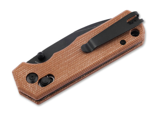 Boker Magnum Rockstub Crossbar Lock Folding Knife - 2.64" 440B Black Drop Point Blade, Brown Micarta Handles - 01SC710 Boker Magnum Rockstub Crossbar Lock Folding Knife - 2.64" 440B Black Drop Point Blade, Brown Micarta Handles - 01SC710