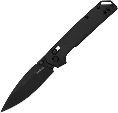Kershaw 2038BLK Iridium DuraLock KVT Folding Knife - 3.4" Black PVD D2 Point Blade, Black Aluminum Handles, Reversible Clip, DuraLock