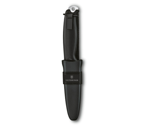 Victorinox Swiss Army Venture Fixed Blade Knife - 4.13" 14C28N Satin Drop Point Blade, Black Polymer Handles, Plastic Sheath - 3.0902.3 Victorinox Swiss Army Venture Fixed Blade Knife - 4.13" 14C28N Satin Drop Point Blade, Black Polymer Handles, Plastic Sheath - 3.0902.3