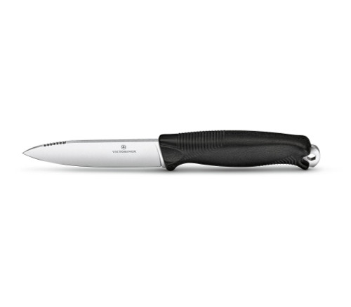 Victorinox Swiss Army Venture Fixed Blade Knife - 4.13" 14C28N Satin Drop Point Blade, Black Polymer Handles, Plastic Sheath - 3.0902.3 Victorinox Swiss Army Venture Fixed Blade Knife - 4.13" 14C28N Satin Drop Point Blade, Black Polymer Handles, Plastic Sheath - 3.0902.3