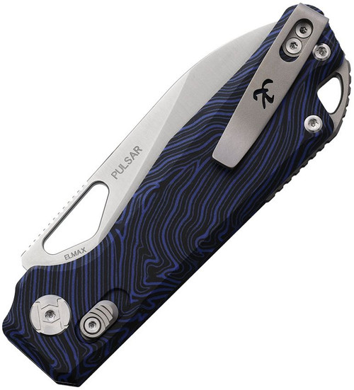 Kunwu Knives Pulsar XT Lock Folding Knife - 3.34" Satin Drop Point Elmax Steel Blade, Blue G10 G-Mascus Handles Kunwu Knives Pulsar XT Lock Folding Knife - 3.34" Satin Drop Point Elmax Steel Blade, Blue G10 G-Mascus Handles