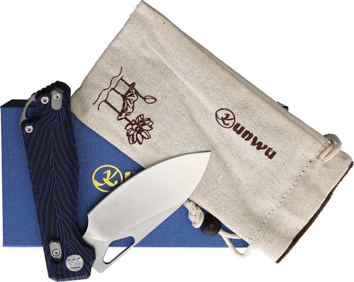 Kunwu Knives Pulsar XT Lock Folding Knife - 3.34" Satin Drop Point Elmax Steel Blade, Blue G10 G-Mascus Handles Kunwu Knives Pulsar XT Lock Folding Knife - 3.34" Satin Drop Point Elmax Steel Blade, Blue G10 G-Mascus Handles
