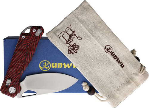 Kunwu Knives Pulsar XT Lock Folding Knife - 3.34" Satin Drop Point Elmax Steel Blade, Red G10 G-Mascus Handles Kunwu Knives Pulsar XT Lock Folding Knife - 3.34" Satin Drop Point Elmax Steel Blade, Red G10 G-Mascus Handles