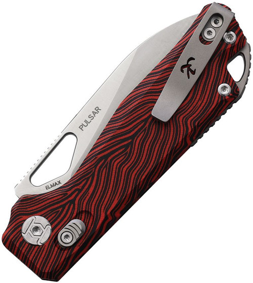 Kunwu Knives Pulsar XT Lock Folding Knife - 3.34" Satin Drop Point Elmax Steel Blade, Red G10 G-Mascus Handles Kunwu Knives Pulsar XT Lock Folding Knife - 3.34" Satin Drop Point Elmax Steel Blade, Red G10 G-Mascus Handles