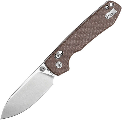 Vosteed Cutlery Raccoon Folding Knife - 3.25" 14C28N Satin Drop Point Blade, Brown Micarta Handles