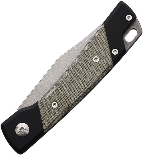 Mercury LUC Slip Joint Folding Knife - 3.13" Elmax Stonewash Clip Point Blade, Black Aluminum and Green Canvas Micarta Handles Mercury LUC Slip Joint Folding Knife - 3.13" Elmax Stonewash Clip Point Blade, Black Aluminum and Green Canvas Micarta Handles