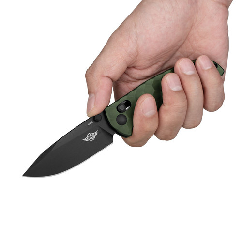 Olight Oknife Rubato 3 Rail Lock Folding Knife - 2.96" 154CM Black Drop Point Blade, Textured OD Green Aluminum Handles - RUBATO-3-ODGN Olight Oknife Rubato 3 Rail Lock Folding Knife - 2.96" 154CM Black Drop Point Blade, Textured OD Green Aluminum Handles - RUBATO-3-ODGN