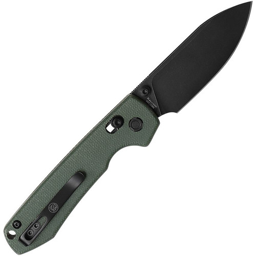 Vosteed Cutlery Raccoon Folding Knife - 3.25" 14C28N Black Drop Point Blade, Green Canvas Micarta Handles Vosteed Cutlery Raccoon Folding Knife - 3.25" 14C28N Black Drop Point Blade, Green Canvas Micarta Handles