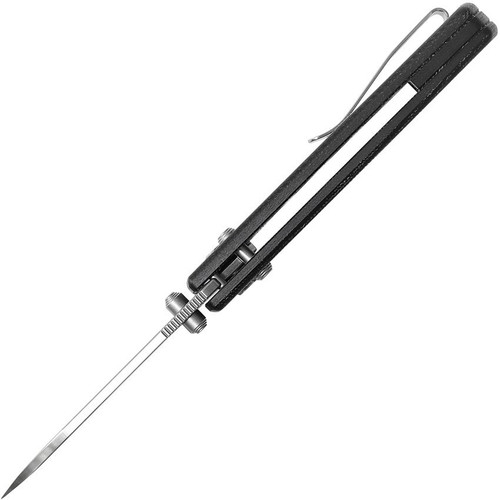 Vosteed Cutlery Raccoon Folding Knife - 3.25" 14C28N Satin Drop Point Blade, Black Canvas Micarta Handles Vosteed Cutlery Raccoon Folding Knife - 3.25" 14C28N Satin Drop Point Blade, Black Canvas Micarta Handles