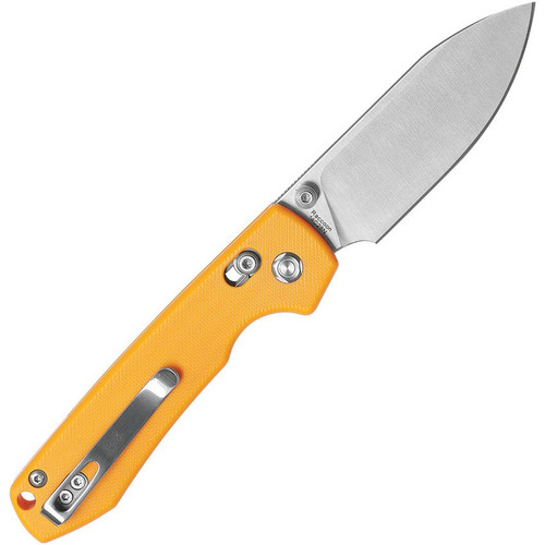 Vosteed Cutlery Raccoon Folding Knife - 3.25" 14C28N Satin Drop Point Blade, Yellow G10 Handles Vosteed Cutlery Raccoon Folding Knife - 3.25" 14C28N Satin Drop Point Blade, Yellow G10 Handles