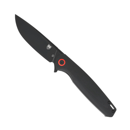 CobraTec Knives Rath Folding Knife - 3.5" D2 Black Drop Point Blade, Black G10 Handles