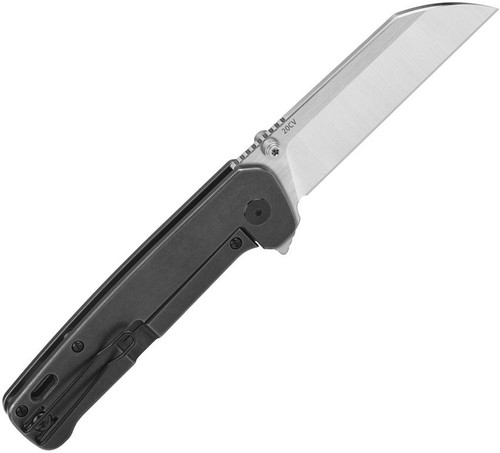 QSP Knives Penguin Plus Frame Lock Flipper Knife - 3.375" CPM-20CV Satin Blade, Black Stonewashed Titanium Handles - QS130XL-C2 QSP Knives Penguin Plus Frame Lock Flipper Knife - 3.375" CPM-20CV Satin Blade, Black Stonewashed Titanium Handles - QS130XL-C2